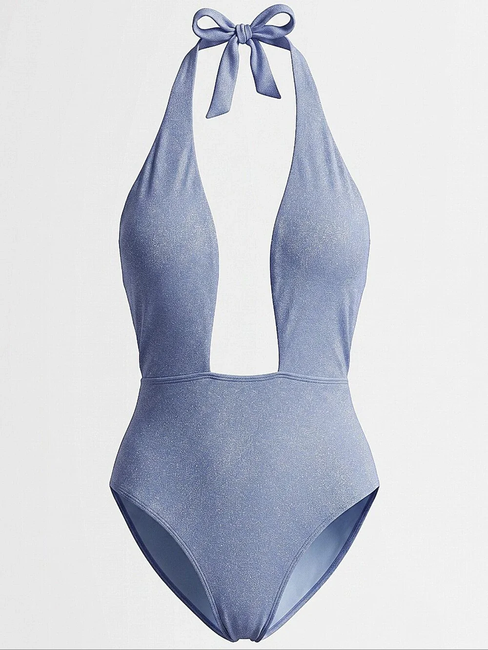 NWT! Cupshe Sparkle Halter One-Piece Swimsuit in Light Blue